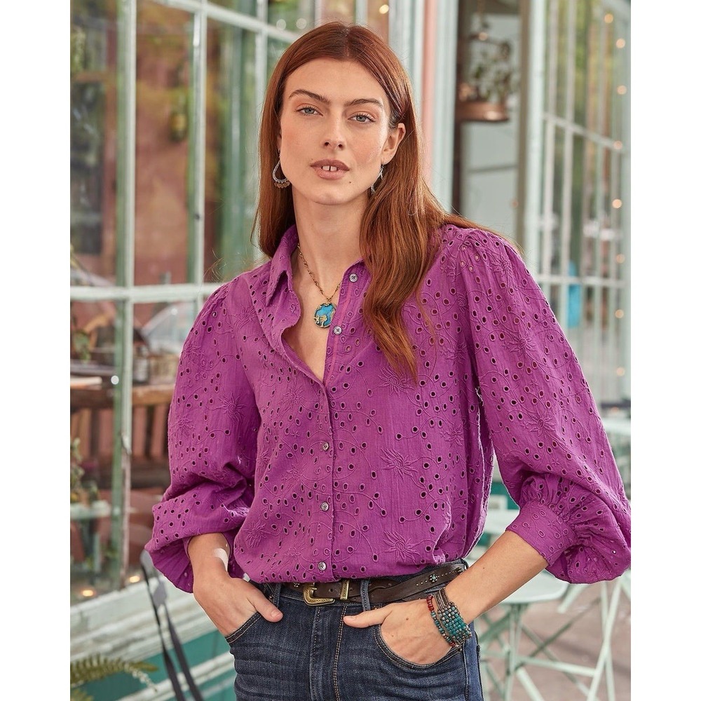 Sundance Purple Eyelet Button-Down Shirt